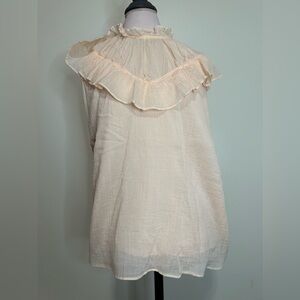 Ryegrass Elegant light peach Ruffled Women's Tank Blouse 100% cotton size XL